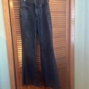 American Eagle black high-waisted flare jeans